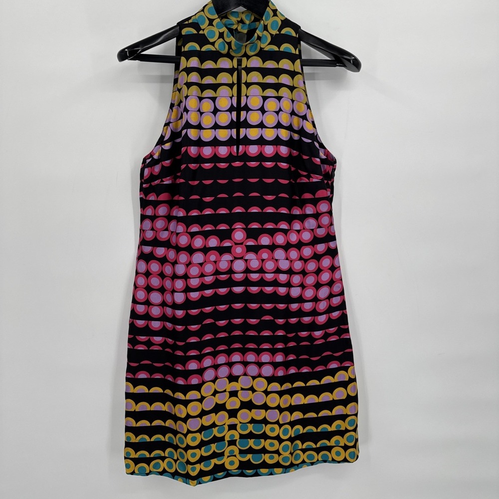 Moschino Couture Milano Silk Geometric Colorful Sleeveless Mini dress Size 8